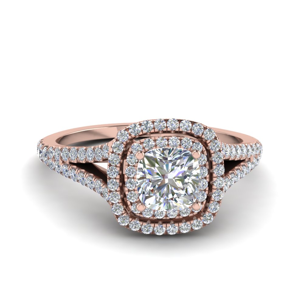 rose gold cushion diamond ring