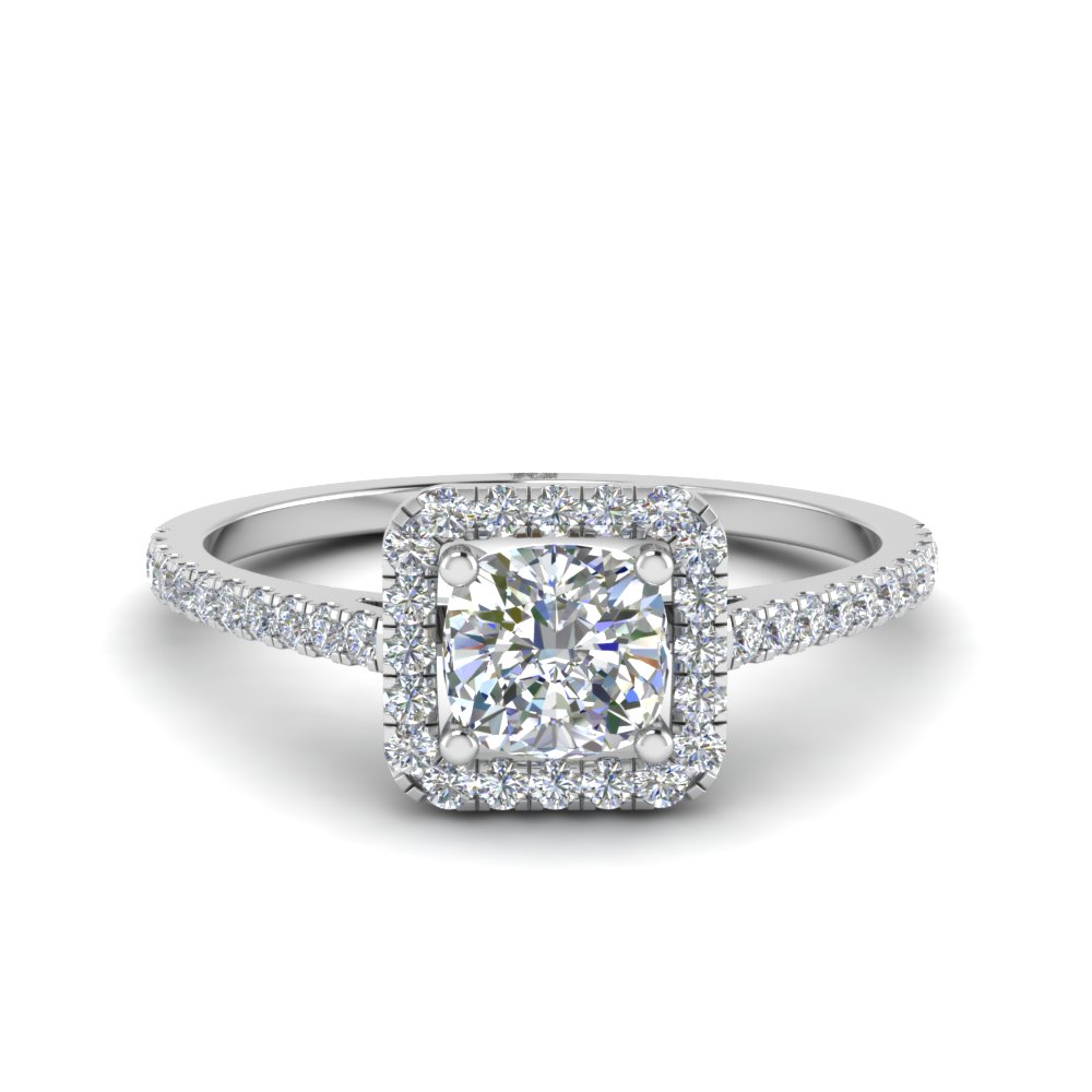 Double Band Square Halo Engagement Ring - XO Jewels