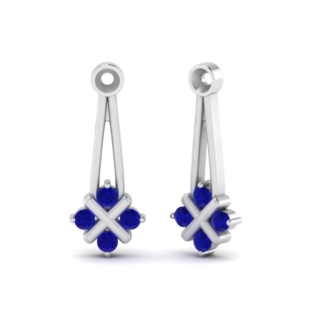 Sapphire and Halo Diamond Earring Jackets in 14k Gold 5mm