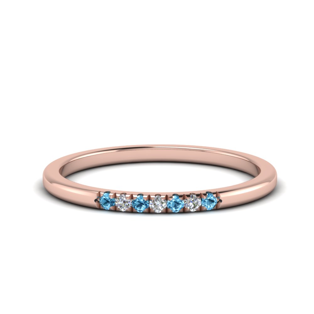 Delicate 7 Stone Wedding Band With Blue Topaz | Fascinating Diamonds