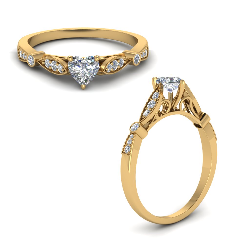delicate art deco heart diamond engagement ring in FD8593HTRANGLE1 NL YG.jpg