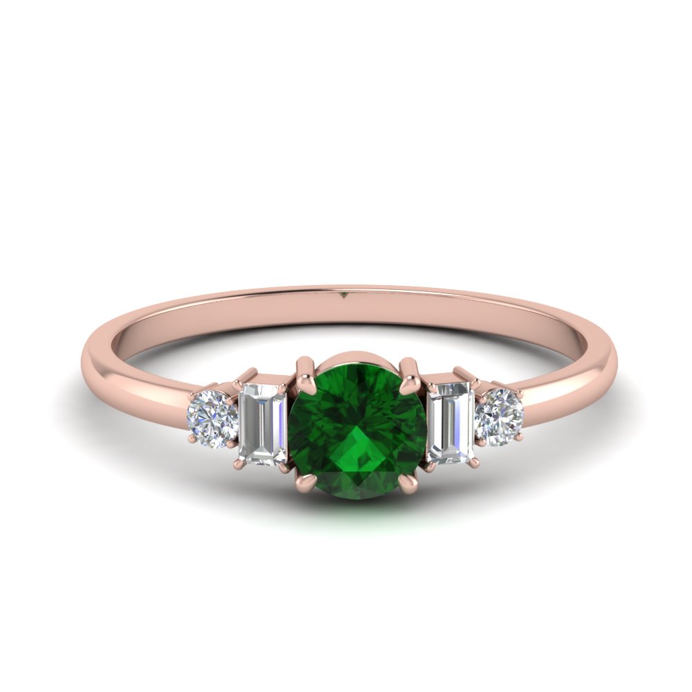 Delicate Baguette Emerald Ring