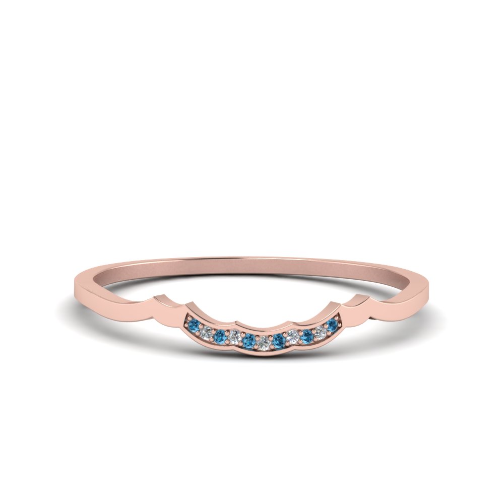 Delicate Curved Pave Diamond Wedding Band With Orange Sapphire In 18K ...