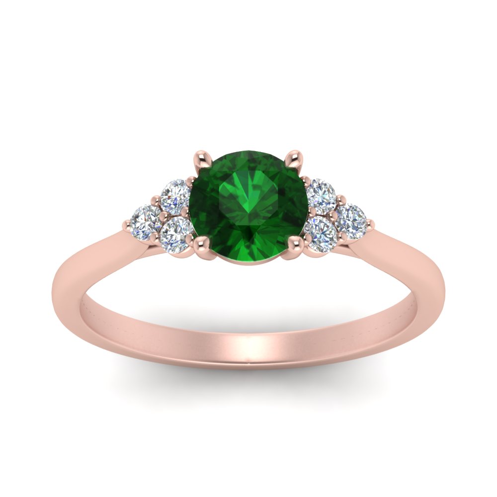 Delicate Emerald Promise Rings For Her In 14K Rose Gold | Fascinating ...