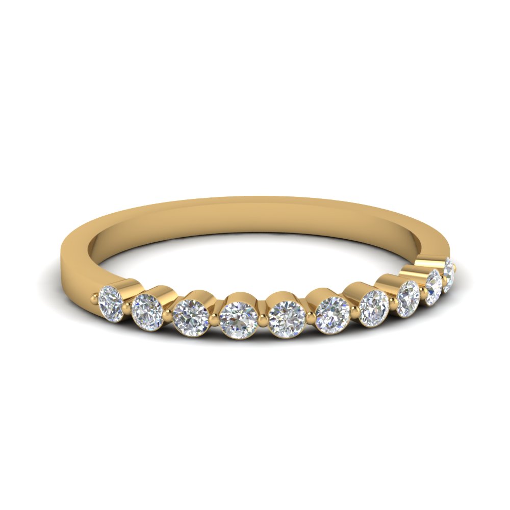 Delicate Floating Diamond Wedding Band In Yellow Gold FDENS3137B NL YG 