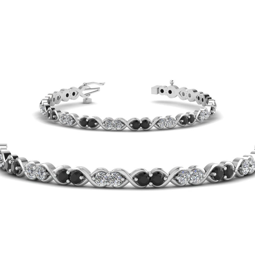 delicate infinity bracelet with black diamond in FDBR57GBLACKANGLE2 NL WG
