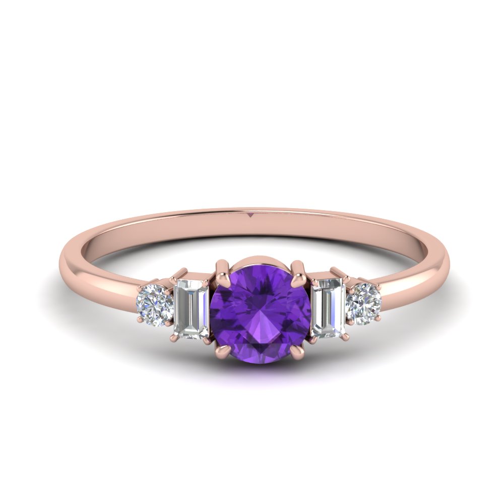 Delicate Purple Topaz Baguette Ring