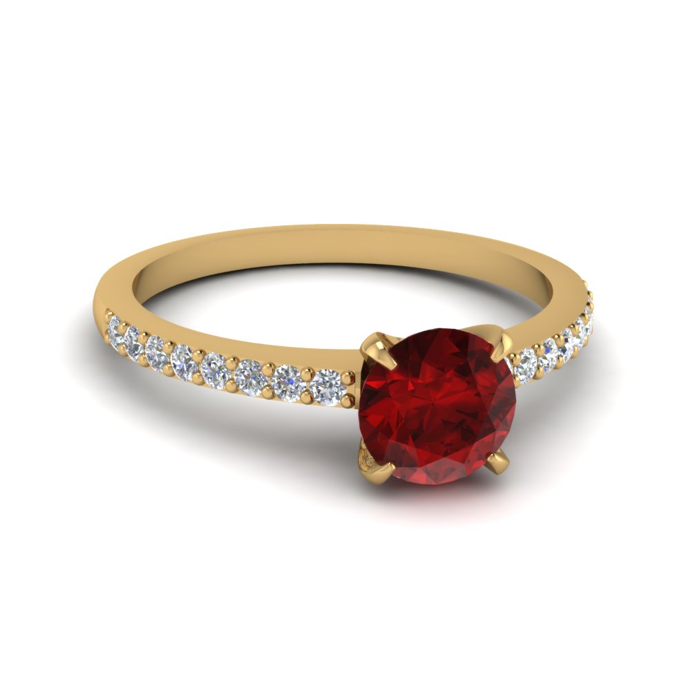 Alternate 2 Stone Ruby Ring In 14K Yellow Gold | Fascinating Diamonds