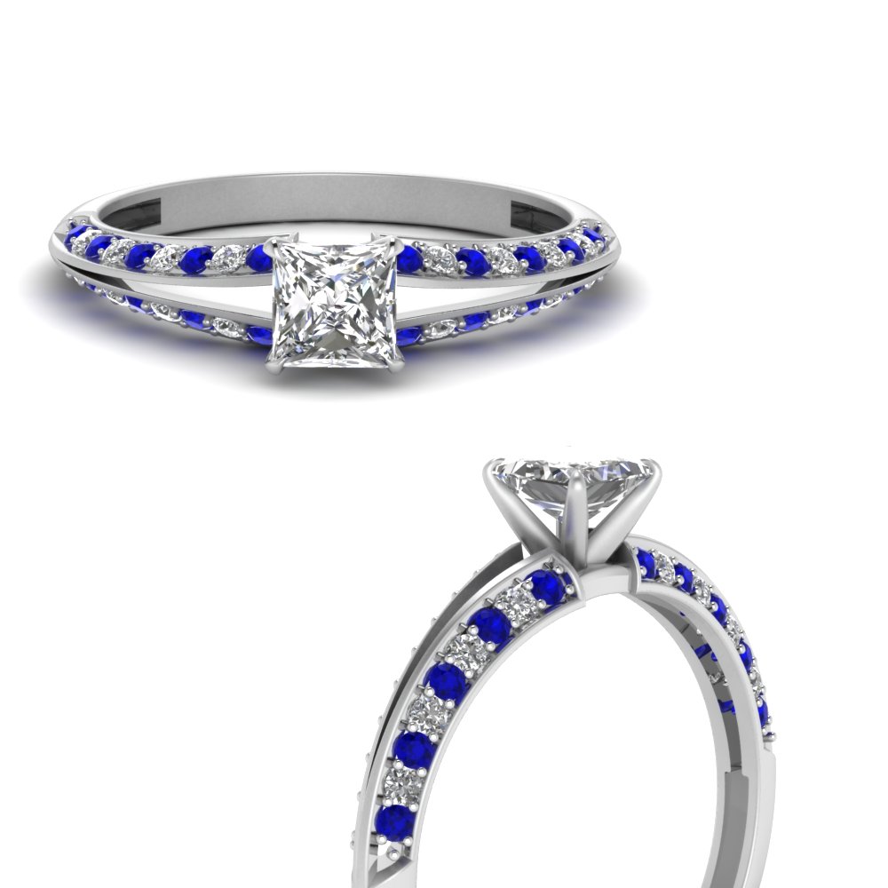 Princess Cut Sapphire Side Stone Ring