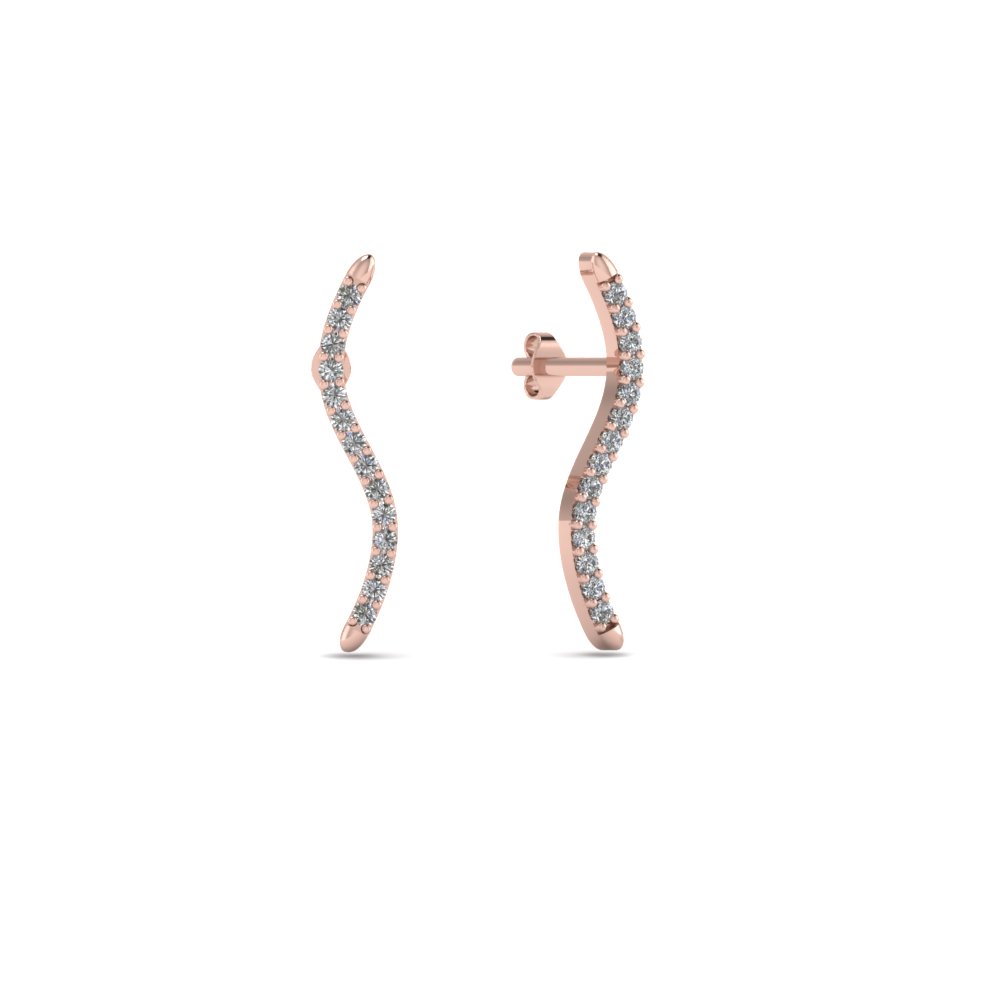 Rose Gold Delicate Wave Diamond Earring