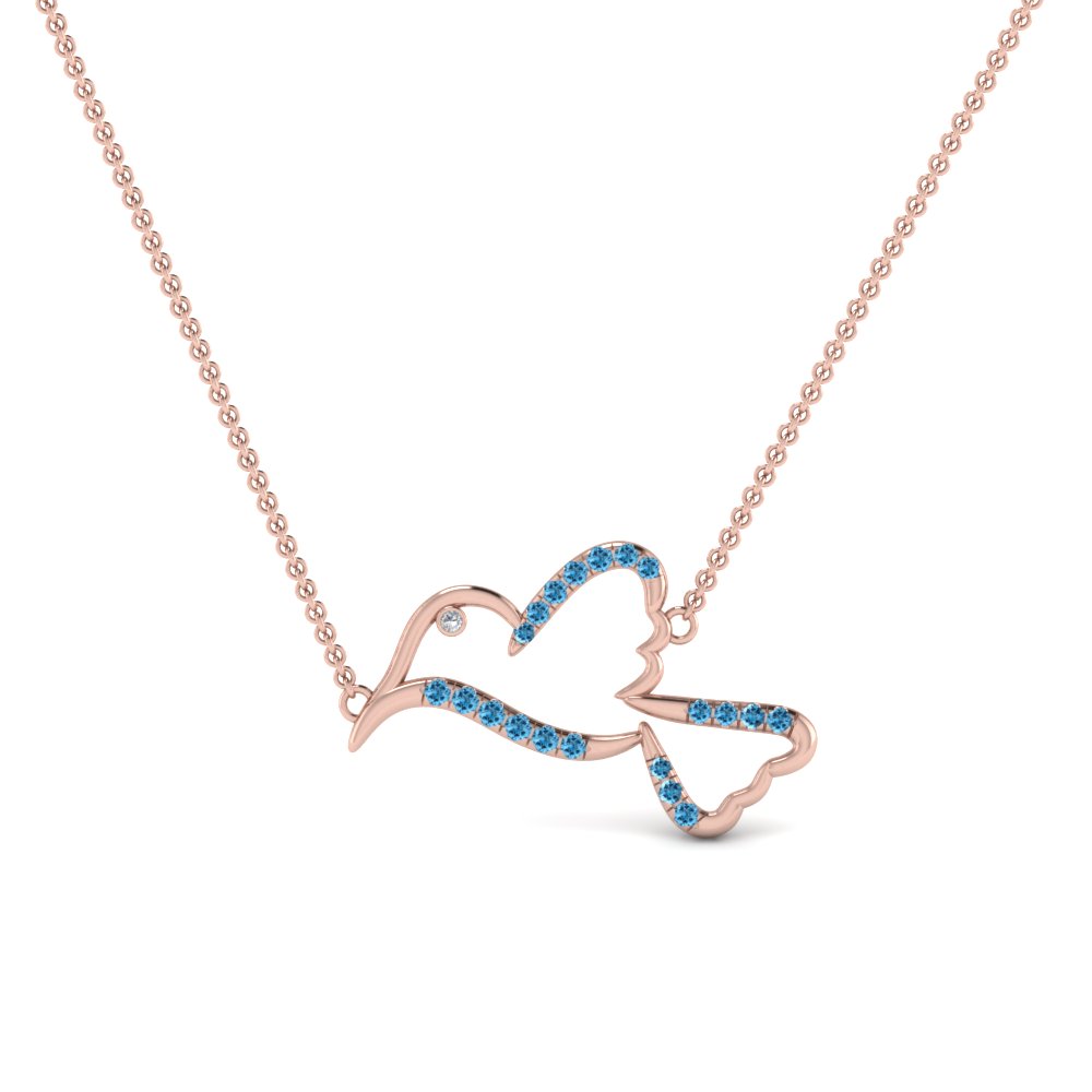 diamond bird blue topaz pendant necklace in FDPD8941GICBLTOANGLE1 NL RG