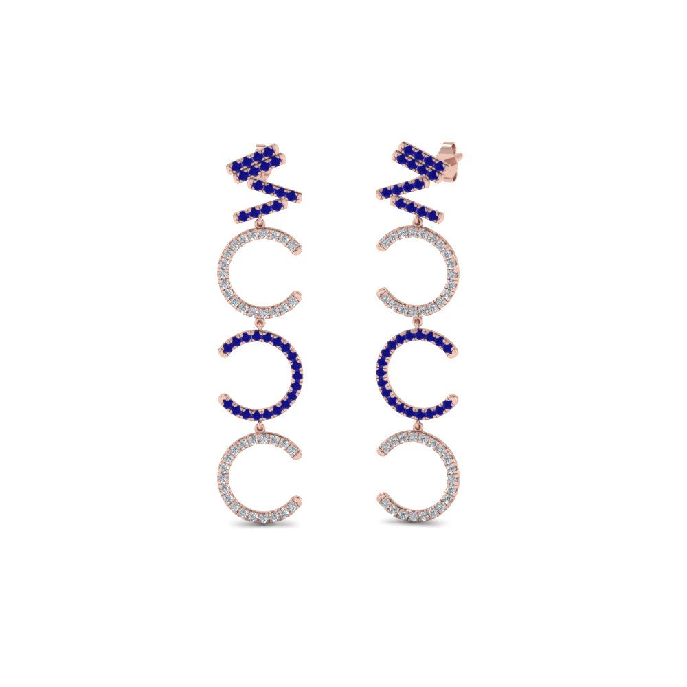 diamond cascade earring for women with sapphire in 14K rose gold FDEAR8402GSABL NL RG