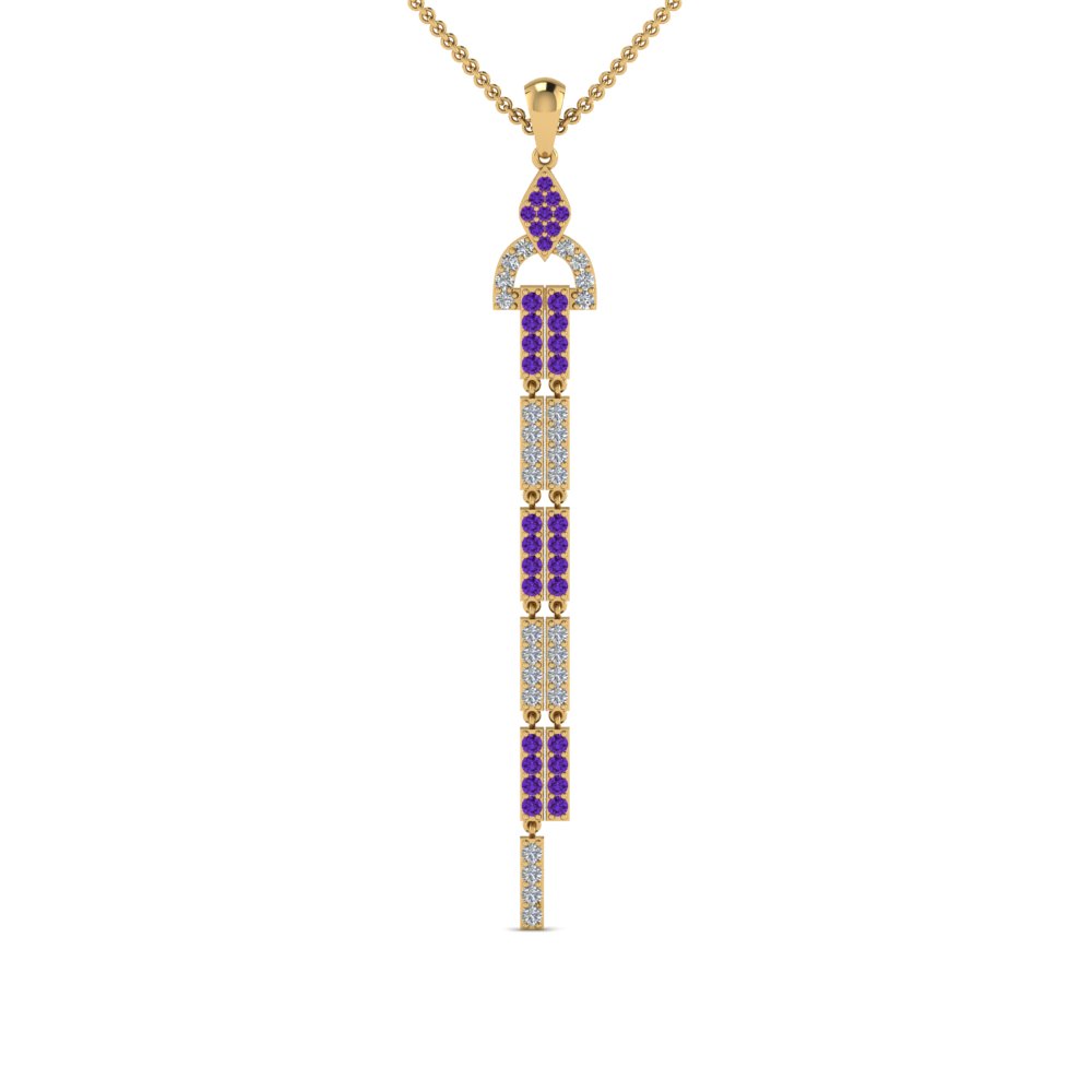 Purple Topaz Drop Dangle Necklace