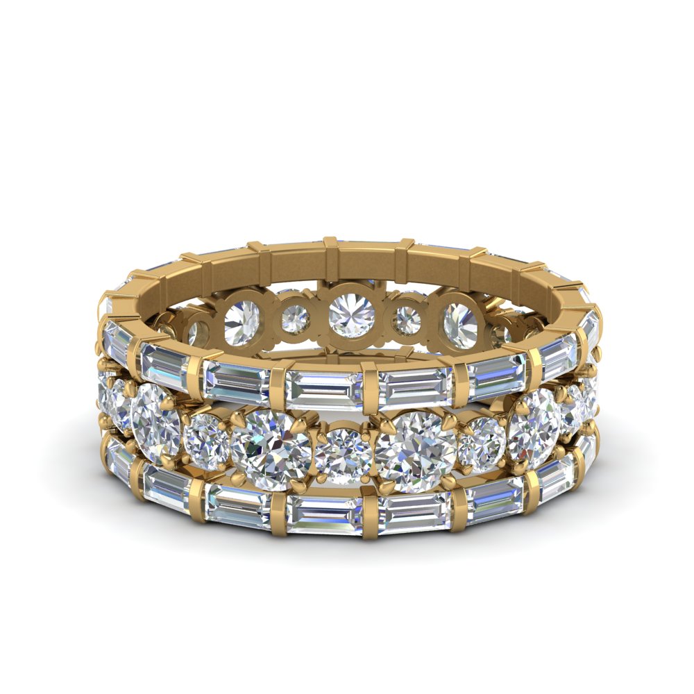 diamond eternity stacking band with baguette in FD9119ANGLE3 NL YG
