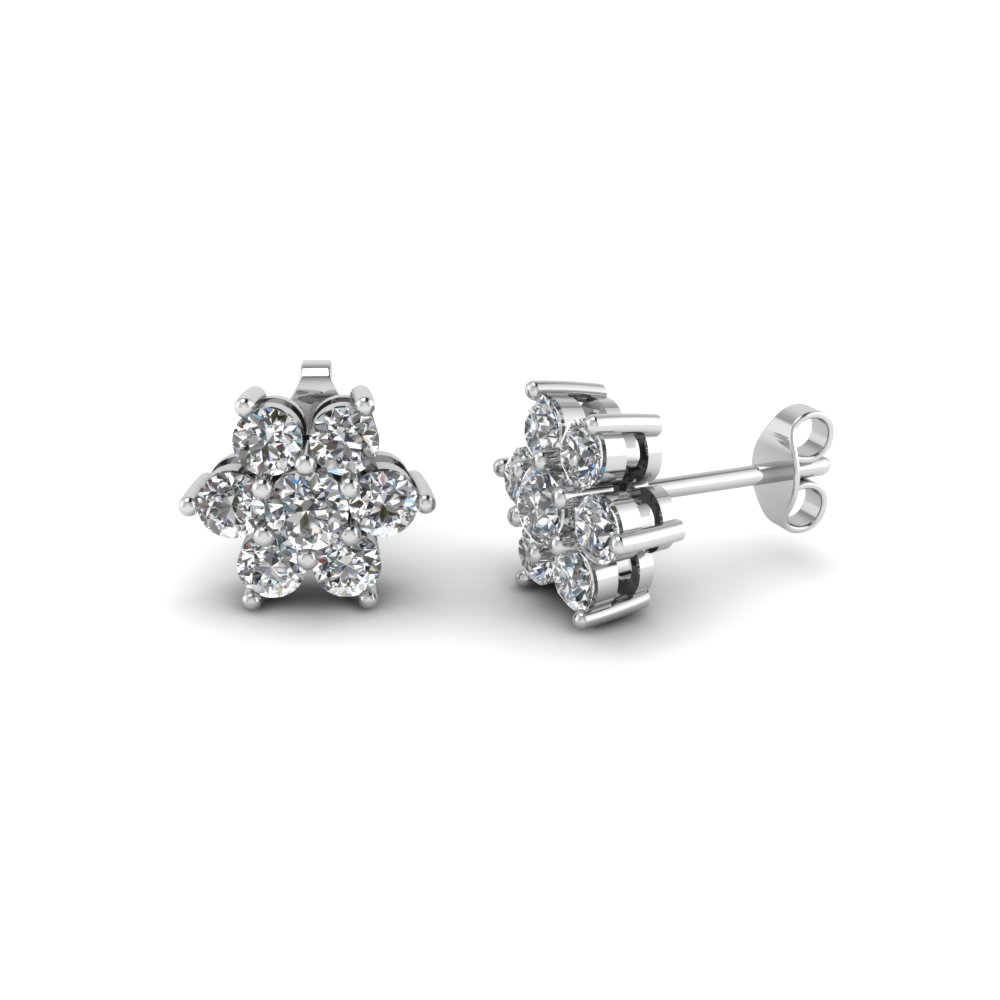 Diamond Flower Stud Women Earring In 18k White Gold Fascinating Diamond Flower Stud Women Earring In 18k White Gold Fdear1081ge Nl Wg