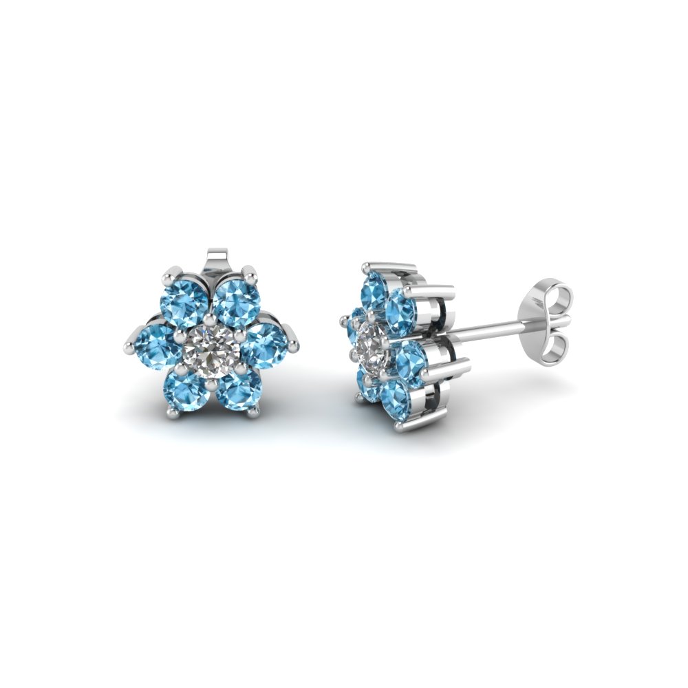 blue topaz flower earrings