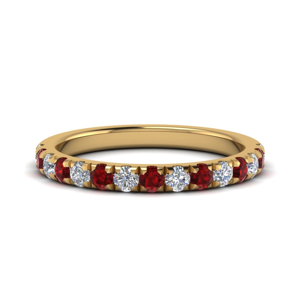 0.50 ct. diamond-french-pave-half-eternity-band-with-ruby-in-FD123883RO(2.00MM)GRUDR-NL-YG
