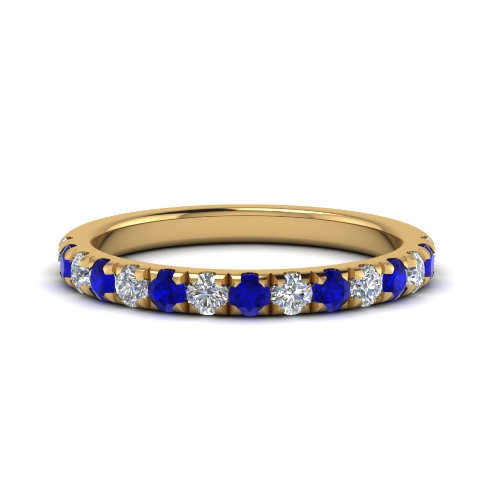 0.50 ct. diamond-french-pave-half-eternity-band-with-sapphire-in-FD123883RO(2.00MM)GSABL-NL-YG