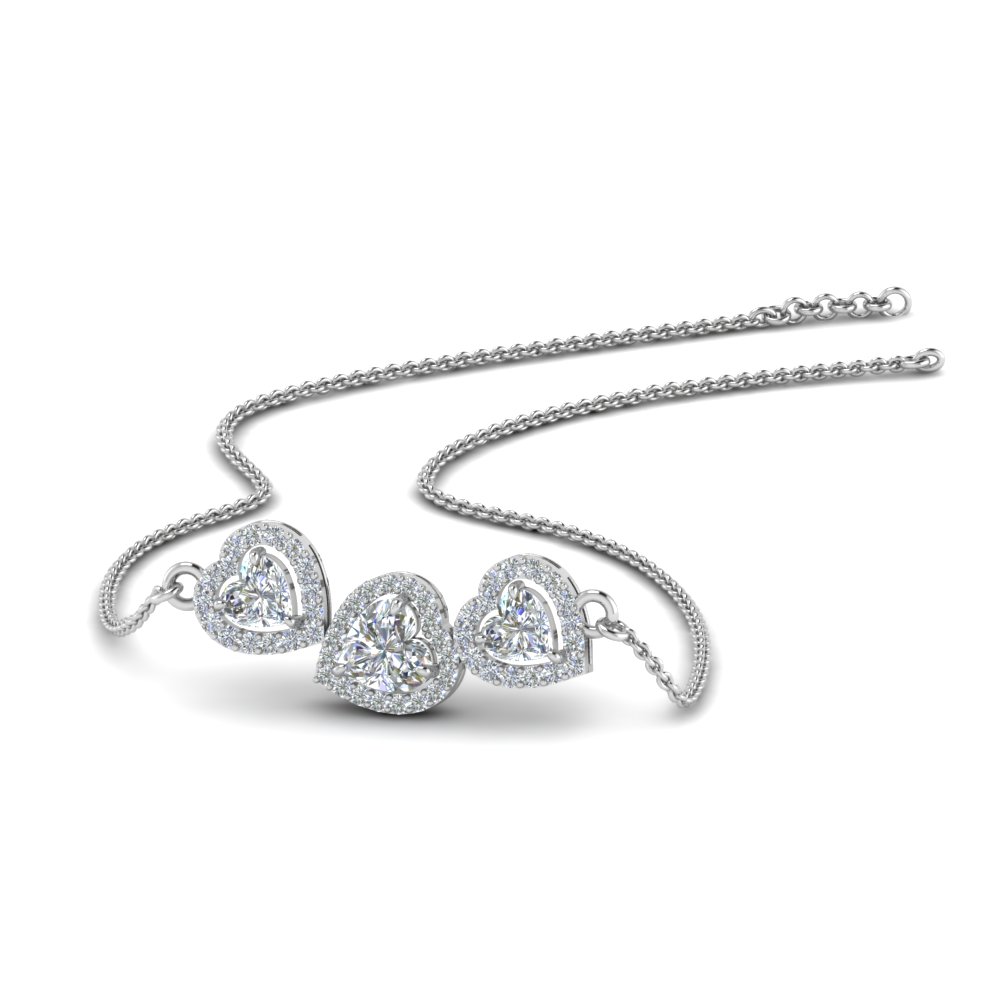 Heart 3 Stone Diamond Pendant