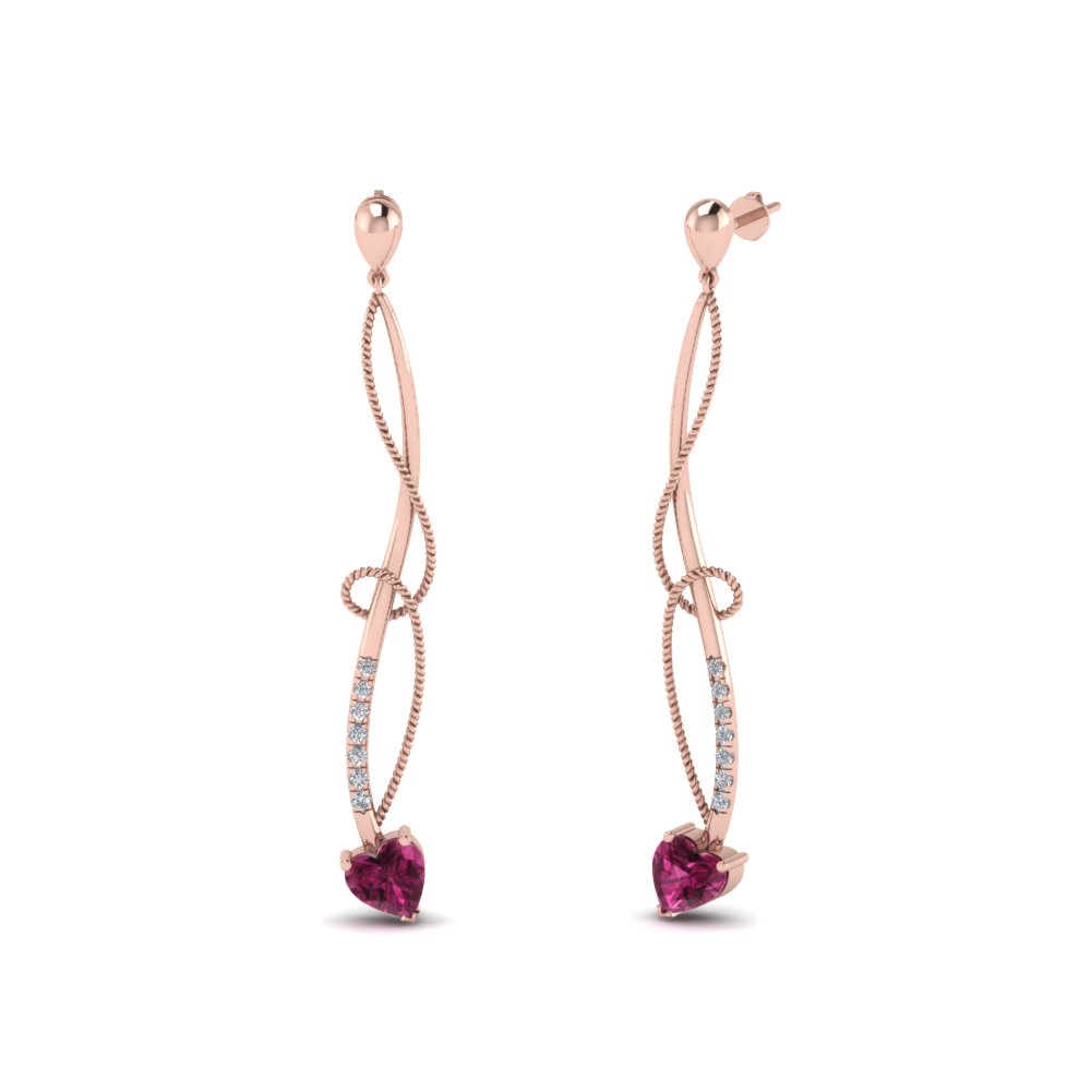 Pink Sapphire Linear Drop Earring