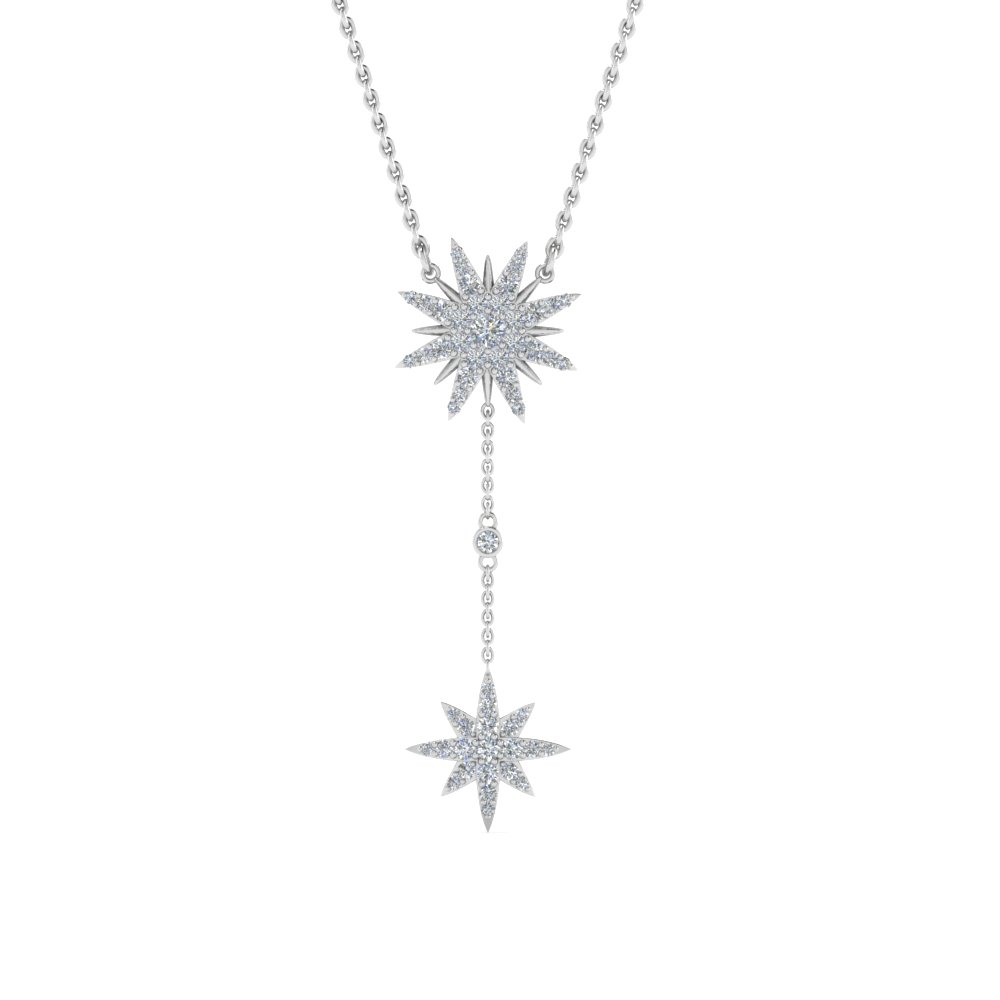 Diamond Star Drop Necklace In 18k White Gold Fascinating Diamonds