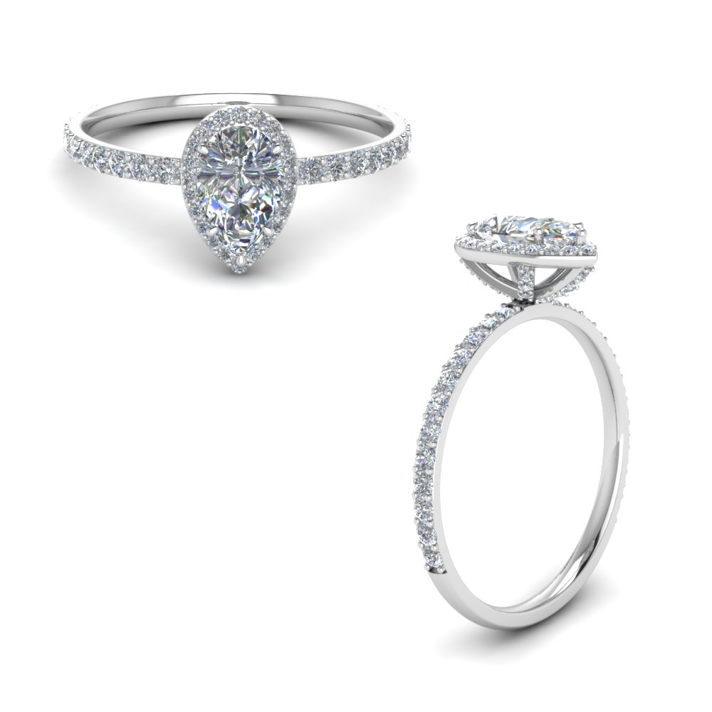 diamond studded prong pear halo ring in FD8514PERANGLE1 NL WG