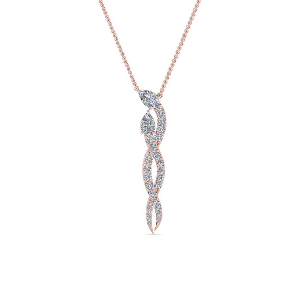 Diamond Twisted Snake Pendant In 14K Rose Gold FDPD8462ANGLE1 NL RG 