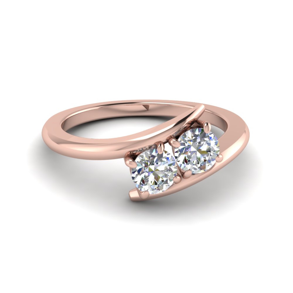 Double Diamond Promise Ring In 14K Rose Gold | Fascinating Diamonds