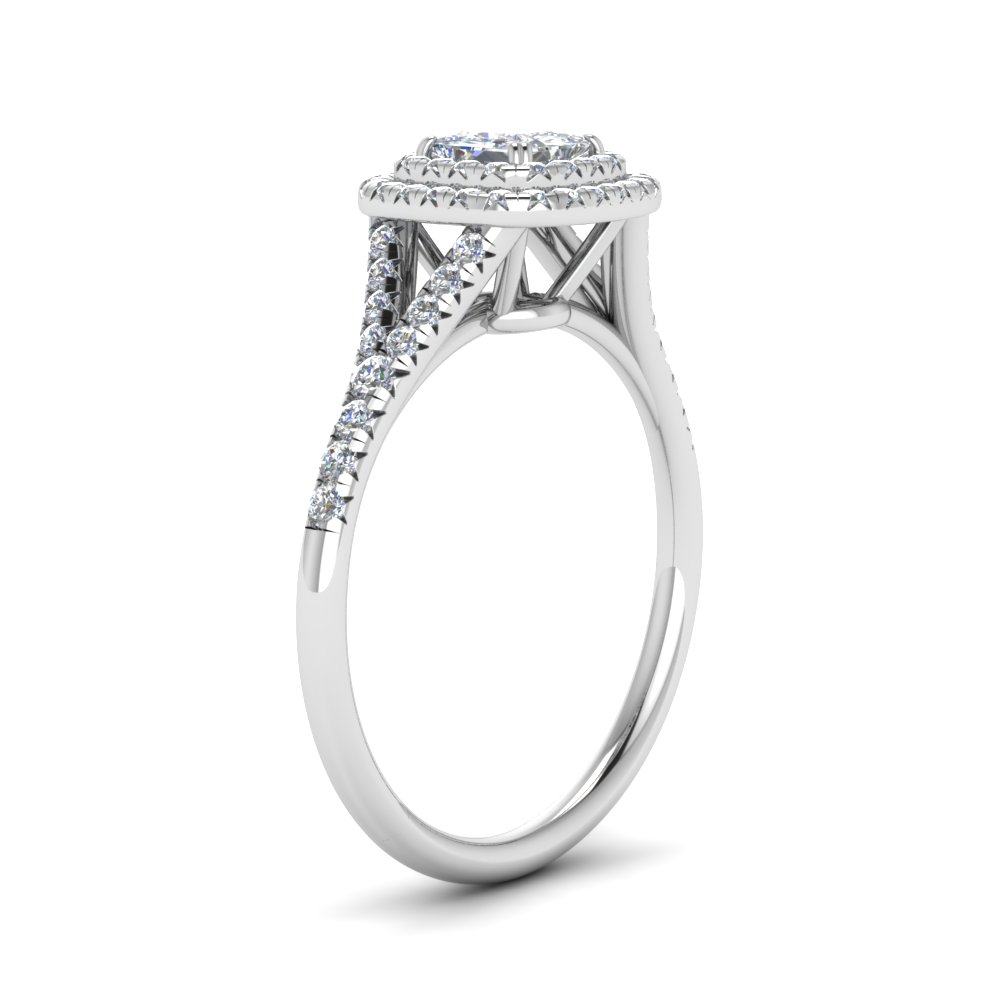 2 Carat Lab Created Double Halo Diamond Ring with 14K White Gold White Diamond