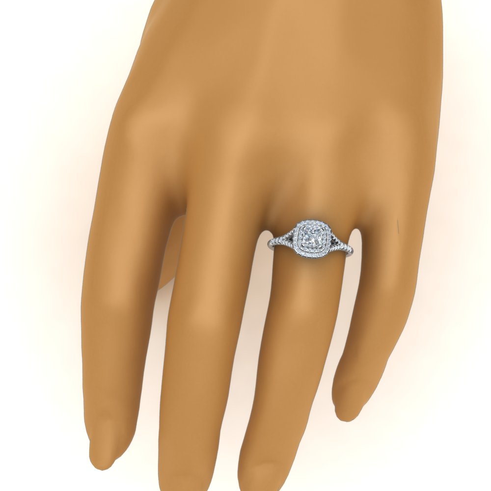 2 Carat Lab Created Double Halo Diamond Ring with 14K White Gold White Diamond