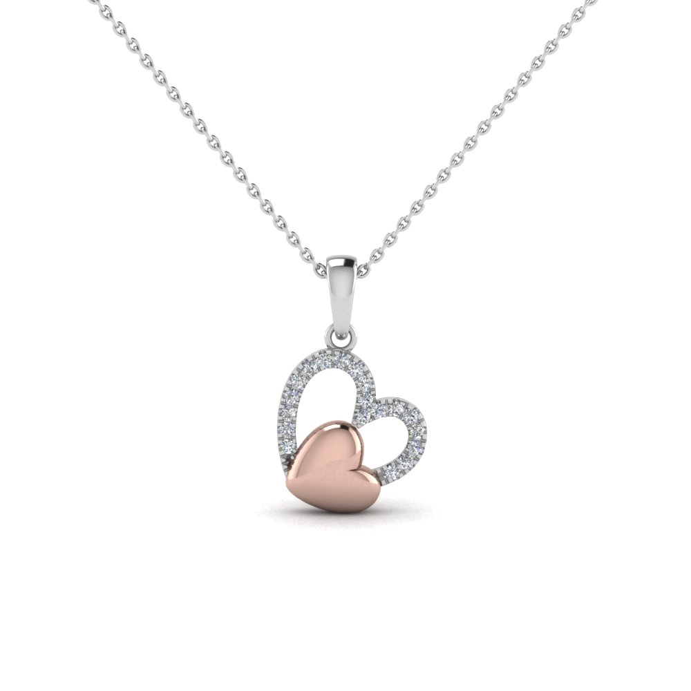 1/4 CT. T.W. Diamond Double Heart Pendant in Sterling Silver | Zales