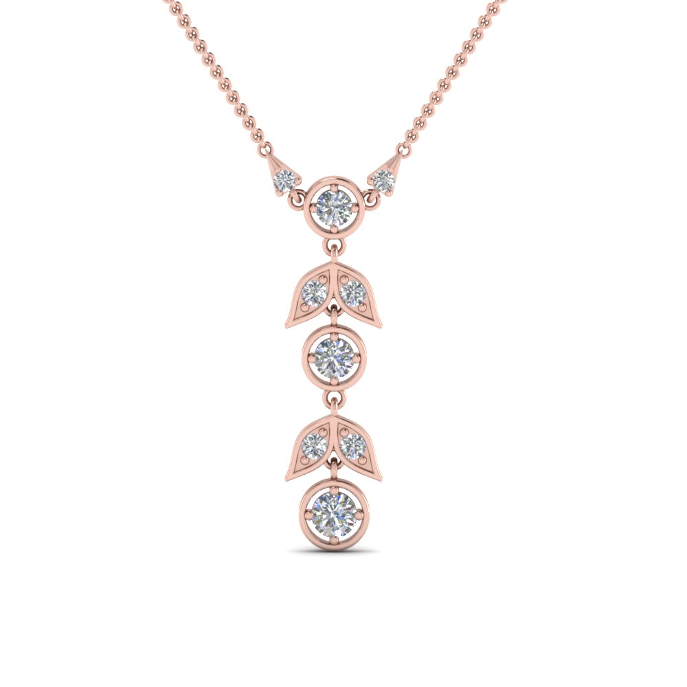drop diamond anniversary necklace in rose gold FDPD8598ANGLE2 NL RG