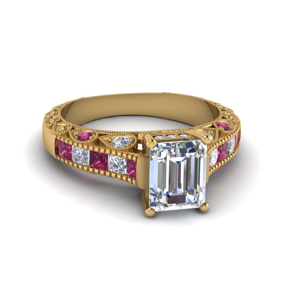 Engagement Wedding Ring 14K Yellow Gold Fn Alloy Aqua & Simulated Diamond Studded Jewellery 