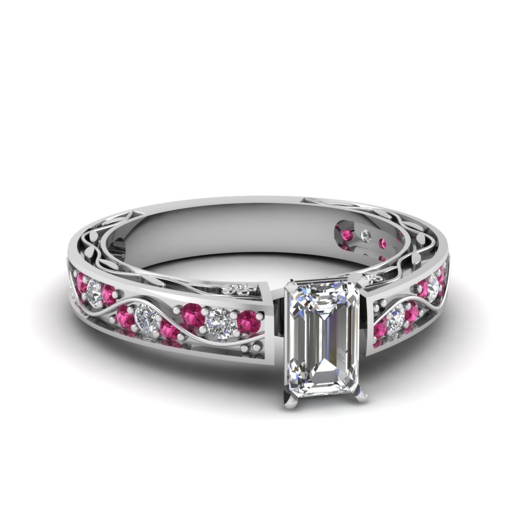 Emerald cut filigree engagement rings deals