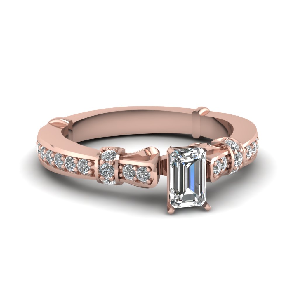 emerald cut antique petite diamond engagement ring in 14K rose gold FDENS3318EMR NL RG