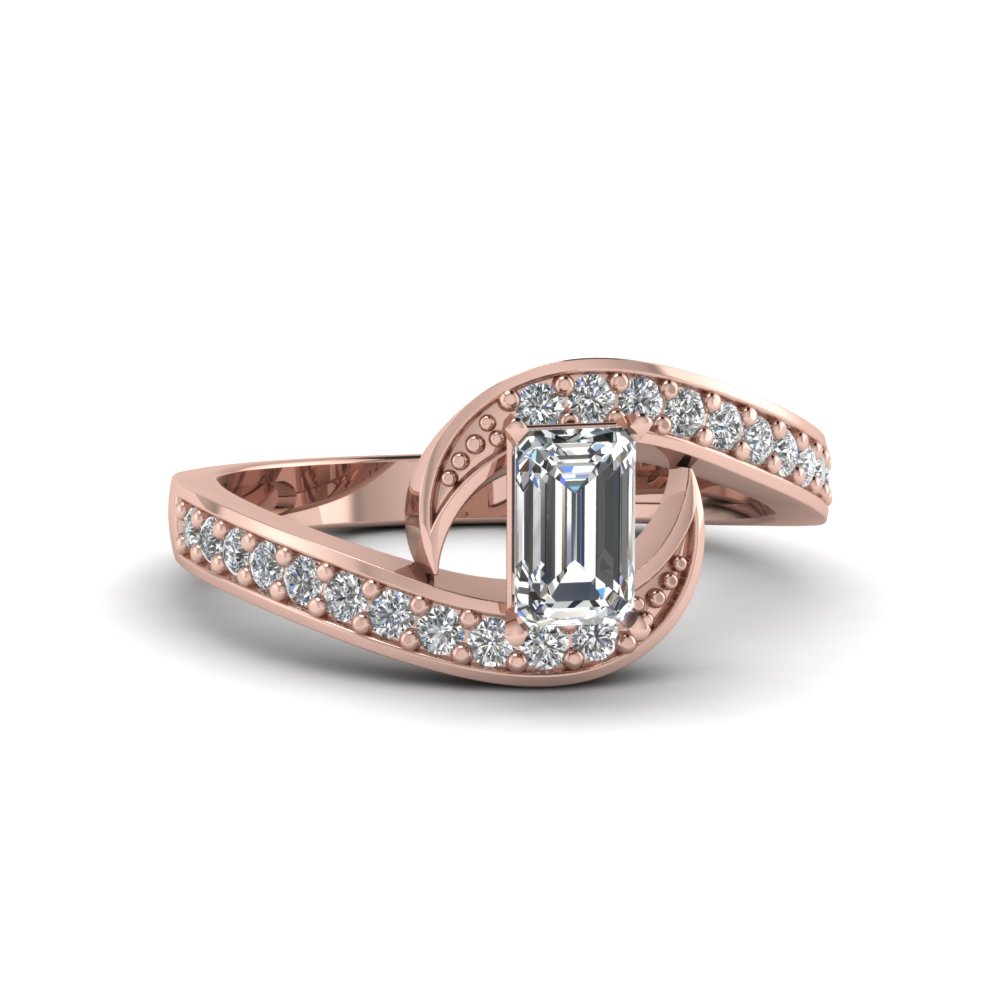 Pave Emerald Cut Engagement Rings