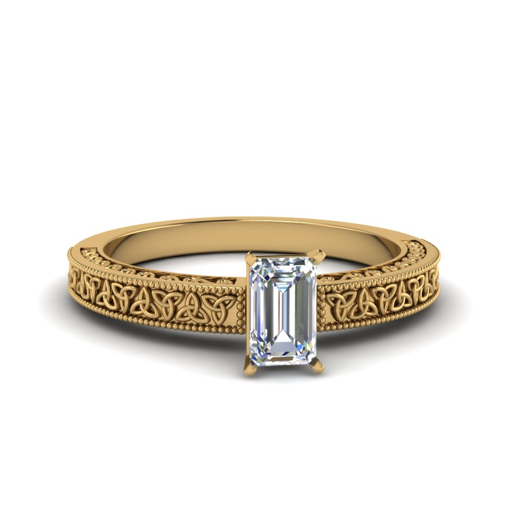 Celtic Engraved Solitaire Ring