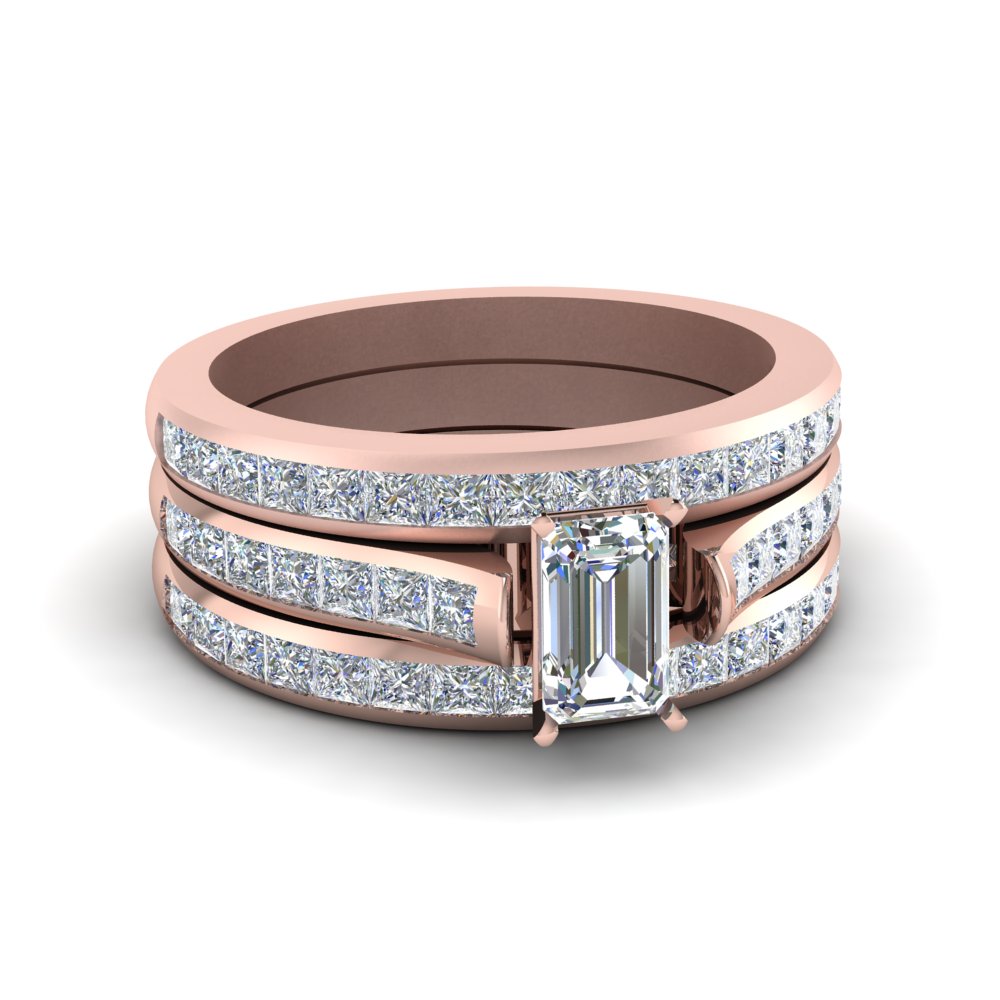 Emerald Cut Anniversary Ring Set