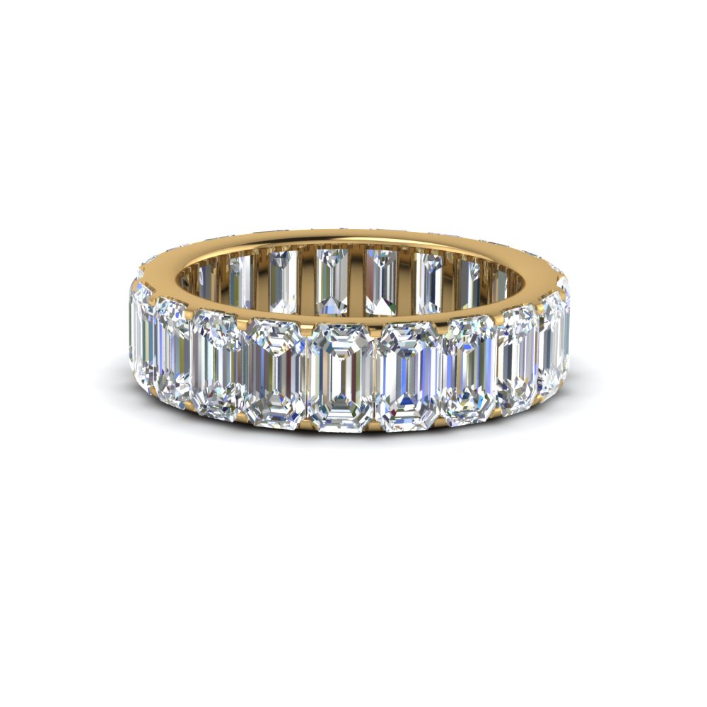 Emerald Cut Diamond Eternity Band In 18K Yellow Gold | Fascinating Diamonds