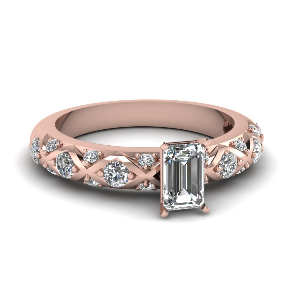 1/2 Carat Emerald Cut Diamond Wedding Rings
