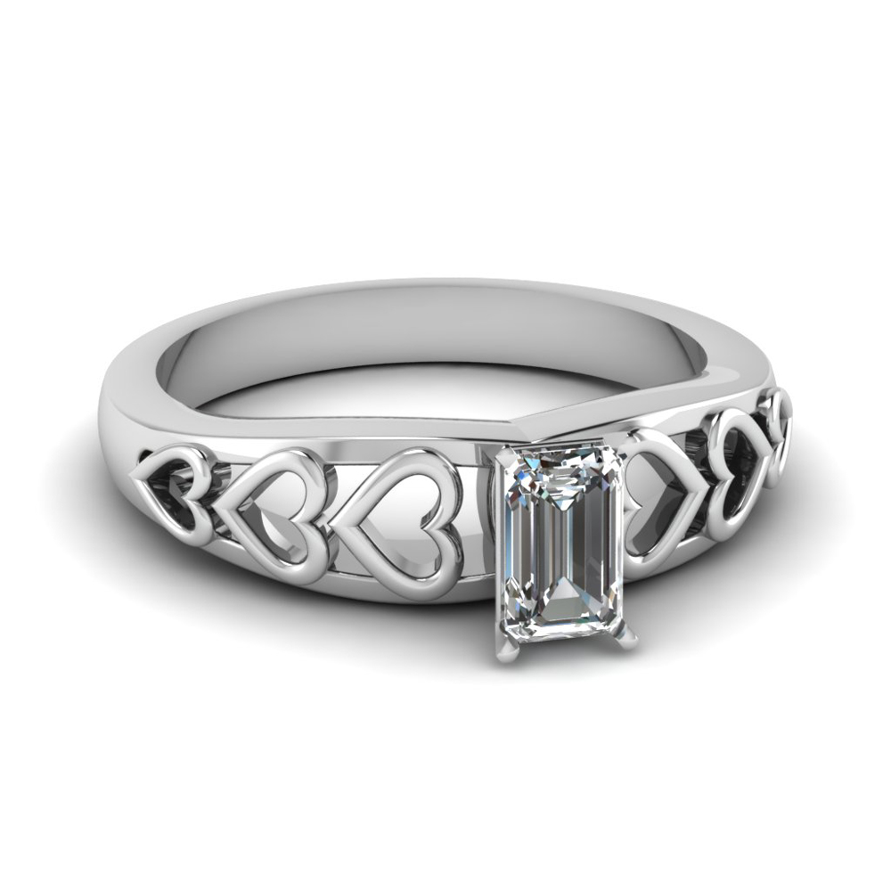 Emerald Cut Solitaire White Gold Rings