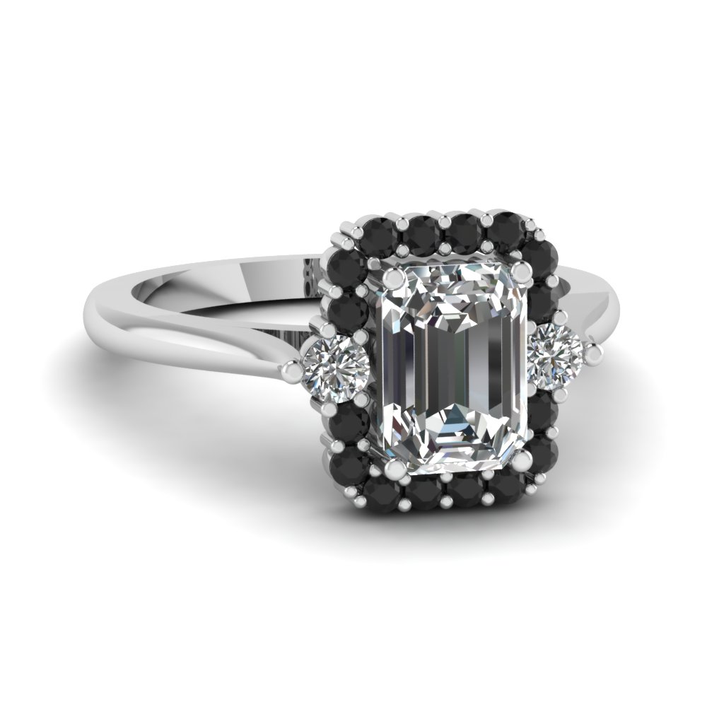 Halo Engagement Ring With Black Diamond 