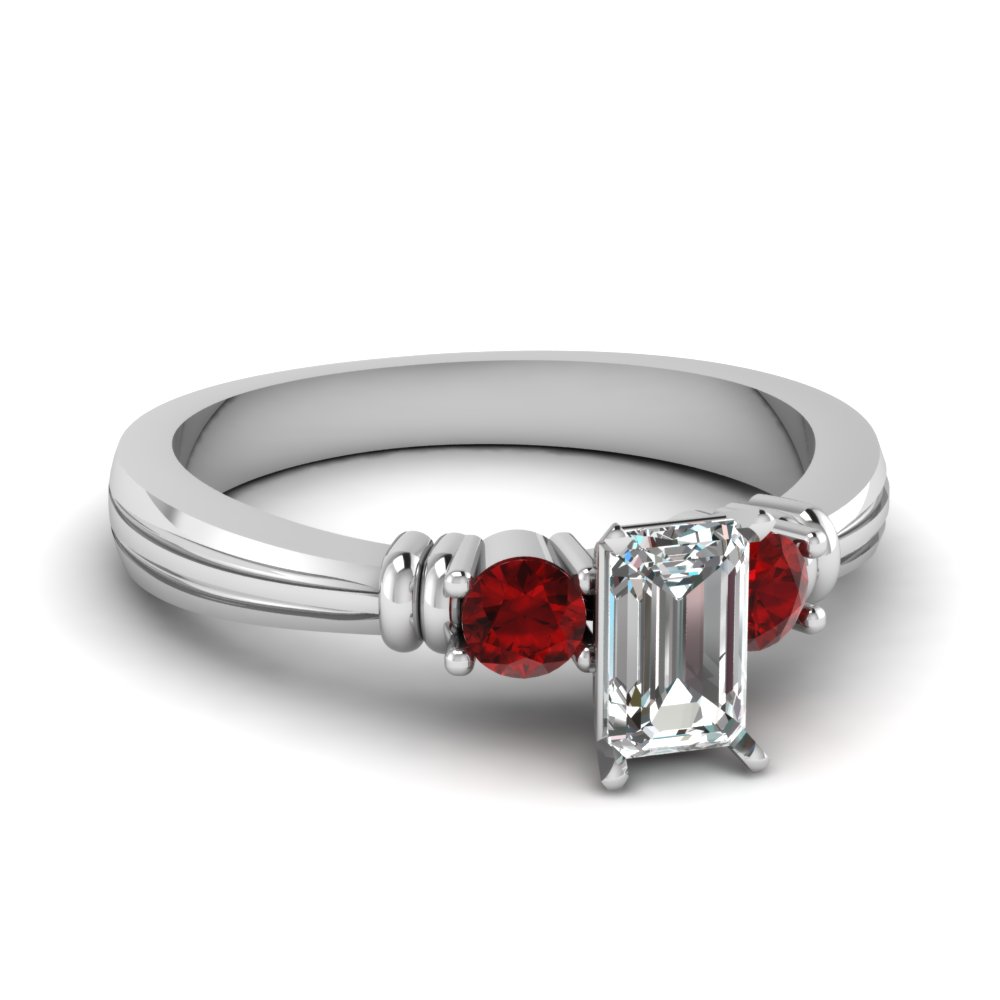 3 Stone Emerald Cut Engagement Rings