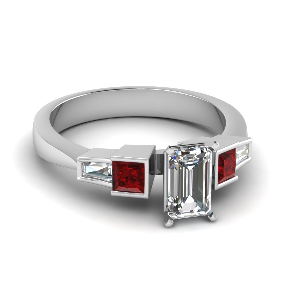 Emerald Cut Ring With Baguette