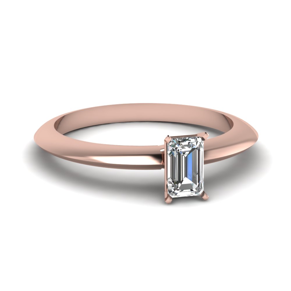 Emerald Cut Rose Gold EP Solitaire Engagement Ladies Ring 