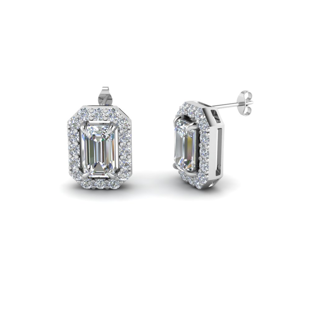 Emerald Cut Diamond Stud Earrings In 18k White Gold Fascinating Emerald Cut Diamond Stud Earrings In 18k White Gold Fdear1186em Nl Wg
