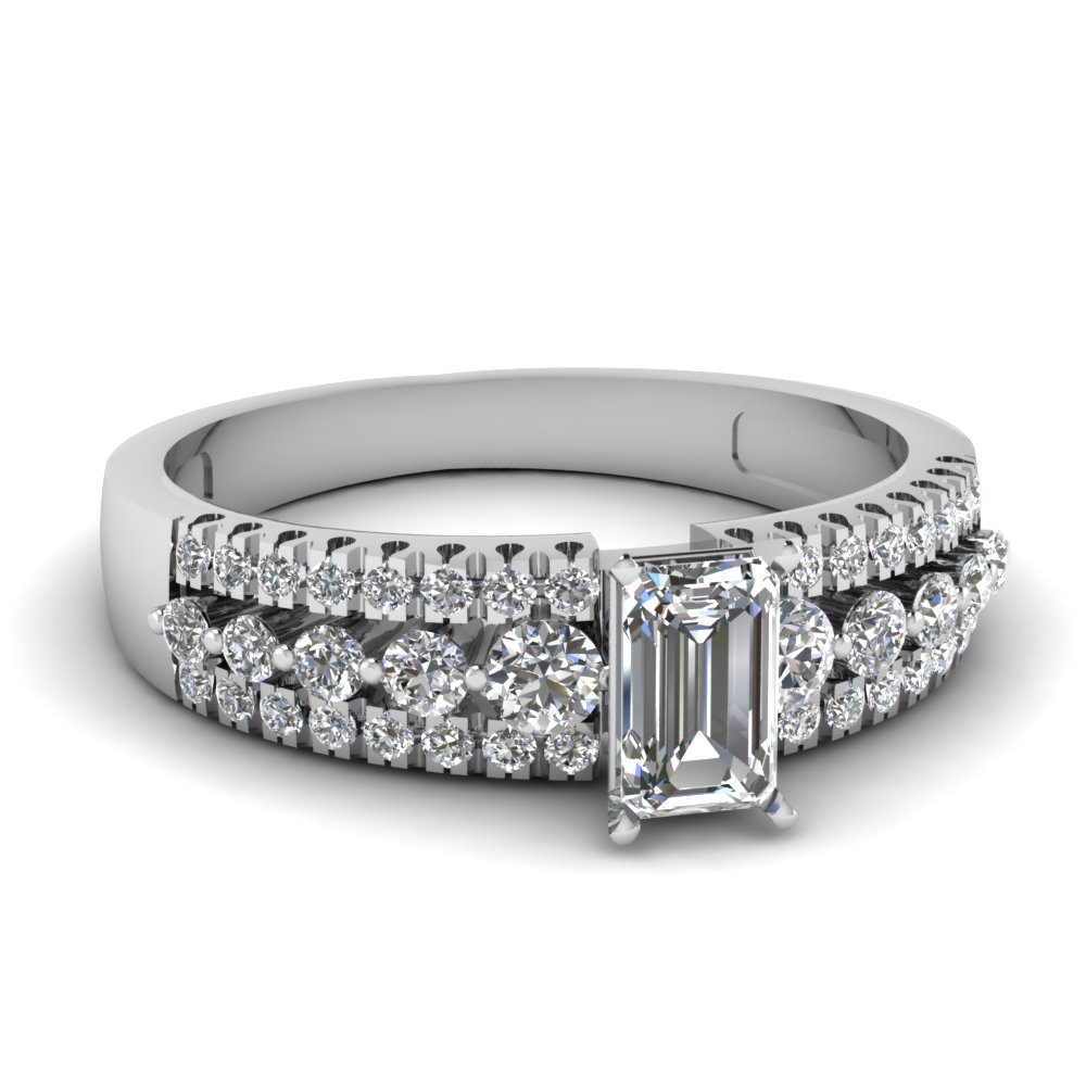 Emerald Cut Diamond Side Stone Rings