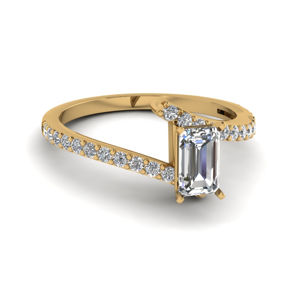 petite bypass emerald cut diamond engagement ring in FDENS3007EMR NL YG