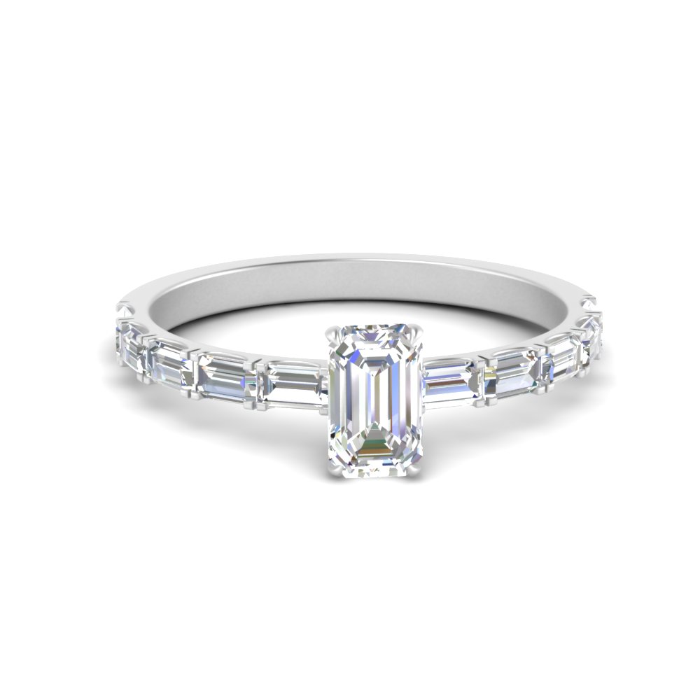 18k White Gold Tapered Baguette Diamond Engagement Ring Setting