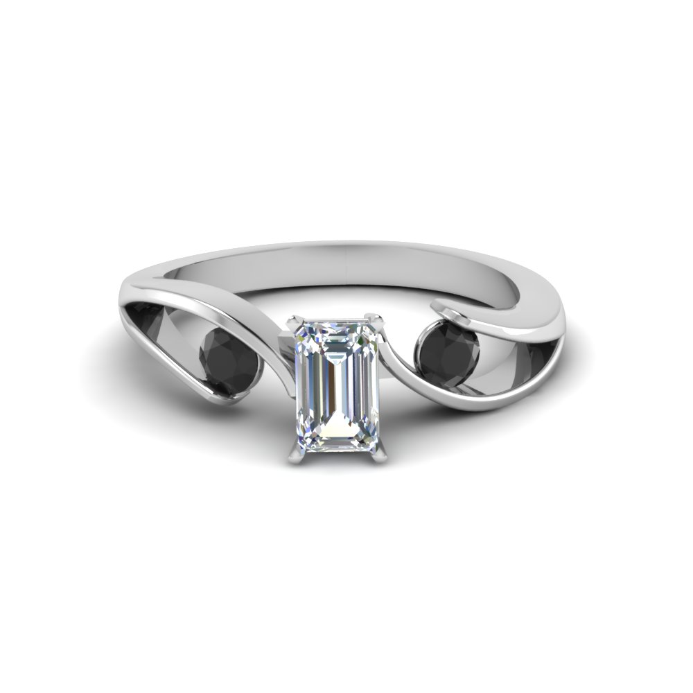 Tension set emerald cut sale diamond ring